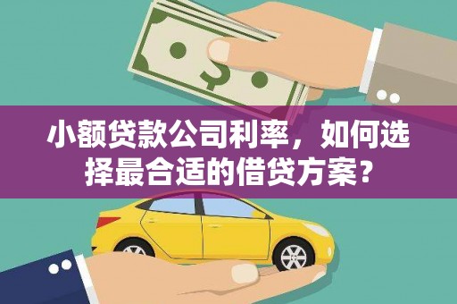 荣成小额贷款公司利率，如何选择最合适的借贷方案？