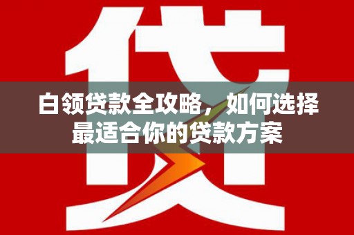 荣成白领贷款全攻略，如何选择最适合你的贷款方案